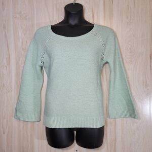 New York & Company Light Seafoam Knit Sweater w/ Rhinestone Embellishment Sz Lg